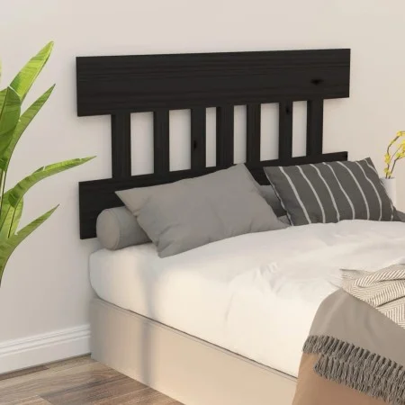Solid black pine wood bed headboard 183.5x3x81 cm by vidaXL, Headboards and footboards - Ref: Foro24-819139, Price: 35,48 €, ...