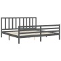 Gray solid wood bed frame with headboard 200x200 cm by vidaXL, Beds and slatted bases - Ref: Foro24-3193878, Price: 167,51 €,...