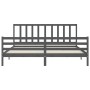 Gray solid wood bed frame with headboard 200x200 cm by vidaXL, Beds and slatted bases - Ref: Foro24-3193878, Price: 167,51 €,...