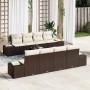 Conjunto de sofá de jardín 7 pcs Marrón y crema 55 x 55 x 37 cm