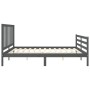 Gray solid wood bed frame with headboard 200x200 cm by vidaXL, Beds and slatted bases - Ref: Foro24-3193878, Price: 167,51 €,...