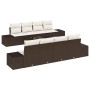 Conjunto de sofá de jardín 7 pcs Marrón y crema 55 x 55 x 37 cm