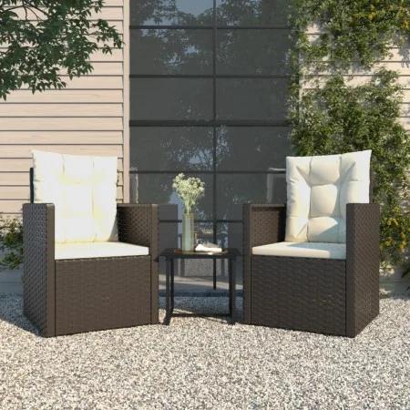 Garden furniture with cushions 3 pieces black synthetic rattan by vidaXL, Garden sets - Ref: Foro24-319192, Price: 141,79 €, ...
