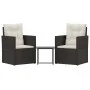 Garden furniture with cushions 3 pieces black synthetic rattan by vidaXL, Garden sets - Ref: Foro24-319192, Price: 141,79 €, ...