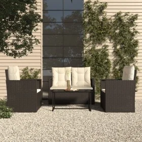 Garden furniture with 4-piece black synthetic rattan cushions by vidaXL, Garden sets - Ref: Foro24-319196, Price: 211,06 €, D...