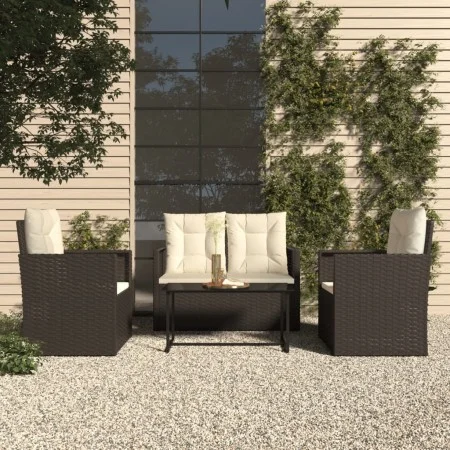 Gartenmöbel mit Kissen 4 Stück synthetische Rattan schwarz von vidaXL, Gartensets - Ref: Foro24-319196, Preis: 222,06 €, Raba...