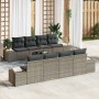 Conjunto de sofá de jardín con cojín 7 pcs Gris 55 x 55 x 37 cm