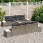 Conjunto de sofá de jardín con cojín 7 pcs Gris 55 x 55 x 37 cm