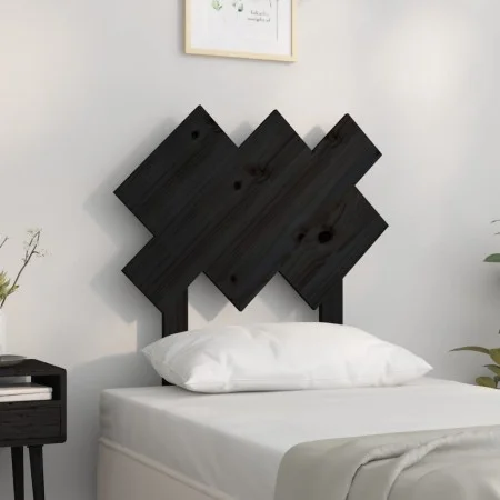 Solid black pine wood bed headboard 72.5x3x81 cm by vidaXL, Headboards and footboards - Ref: Foro24-819199, Price: 21,37 €, D...