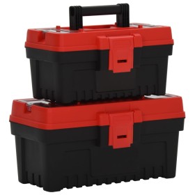 Set de cajas de herramientas 2 pzas polipropileno negro y rojo