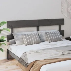 Cabecero de cama madera maciza de pino gris 204x3x81 cm de vidaXL, Cabeceros y pies de cama - Ref: Foro24-819092, Precio: 32,...
