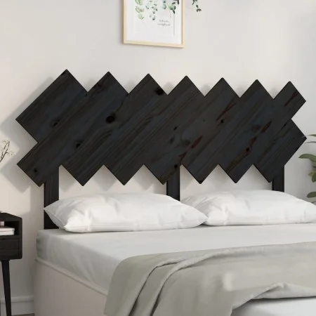 Solid black pine wood bed headboard 141x3x80.5 cm by vidaXL, Headboards and footboards - Ref: Foro24-819224, Price: 32,80 €, ...