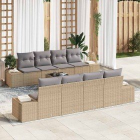 Conjunto de sofá de jardín con cojín 7 pcs beige y gris claro