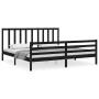Bed frame with black solid wood headboard 200x200 cm by vidaXL, Beds and slatted bases - Ref: Foro24-3193815, Price: 171,94 €...