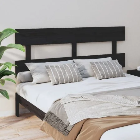Solid black pine wood bed headboard 164x3x81 cm by vidaXL, Headboards and footboards - Ref: Foro24-819084, Price: 38,38 €, Di...