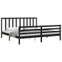 Bed frame with black solid wood headboard 200x200 cm by vidaXL, Beds and slatted bases - Ref: Foro24-3193815, Price: 171,94 €...