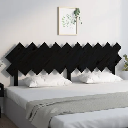 Solid black pine wood bed headboard 196x3x80.5 cm by vidaXL, Headboards and footboards - Ref: Foro24-819244, Price: 38,27 €, ...