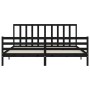 Bed frame with black solid wood headboard 200x200 cm by vidaXL, Beds and slatted bases - Ref: Foro24-3193815, Price: 171,94 €...