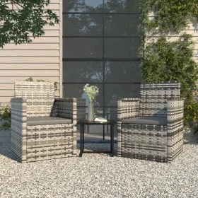 Garden furniture with cushions 3 pieces gray synthetic rattan by vidaXL, Garden sets - Ref: Foro24-319191, Price: 126,94 €, D...