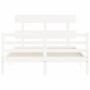 Weißer Massivholzbettrahmen mit Kopfteil 120x200 cm von vidaXL, Betten und Lattenroste - Ref: Foro24-3195087, Preis: 118,75 €...