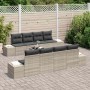 Conjunto de sofá de jardín 7 pcs Gris claro 55 x 55 x 37 cm