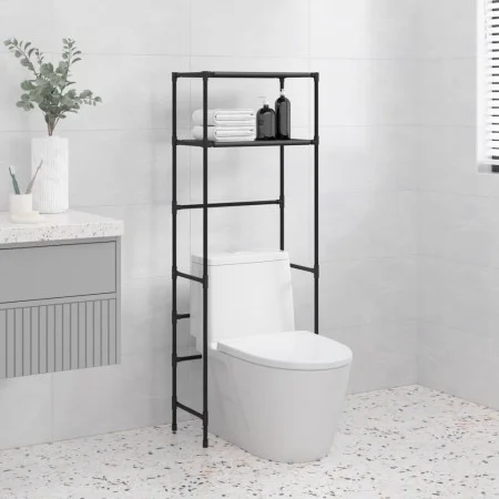 2-tier shelf above black iron toilet 53.5x28x143 cm by vidaXL, Towel racks - Ref: Foro24-343133, Price: 25,05 €, Discount: %