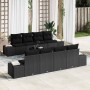 Conjunto de sofá de jardín 7 pcs Negro 294 x 62 x 69 cm