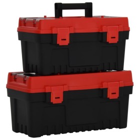 Set de cajas de herramientas 2 pzas polipropileno negro y rojo