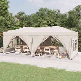 Carpa para fiestas plegable con paredes laterales crema 3x6 m