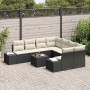 Conjunto de sofá de jardín 9 pcs Negro Poliratán