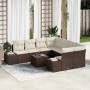 Conjunto de sofá de jardín 9 pcs Marrón Poliratán