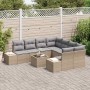 Conjunto de sofá de jardín 9 pcs Beige Poliratán