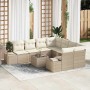 Conjunto de sofá de jardín 9 pcs Beige Poliratán