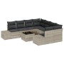 Conjunto de sofá de jardín 9 pcs Gris Claro Poliratán