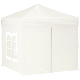 Carpa para fiestas plegable con paredes laterales crema 2x2 m