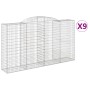 Cestas de gaviones 9 uds forma de arco hierro 300x50x160/180 cm
