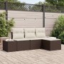 Conjunto de sofá de jardín 4 pcs Marrón Poliratán