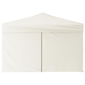 Carpa para fiestas plegable con paredes laterales crema 3x3 m