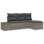 Conjunto de sofá de jardín 4 pcs Gris Poliratán