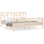 Bed frame with solid wood headboard 200x200 cm by vidaXL, Beds and slatted bases - Ref: Foro24-3194981, Price: 141,86 €, Disc...