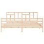 Bed frame with solid wood headboard 200x200 cm by vidaXL, Beds and slatted bases - Ref: Foro24-3194981, Price: 141,86 €, Disc...