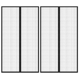 Mosquiteras para puerta bloque magnético 2 uds negro 200x80 cm