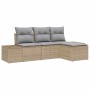 Conjunto de sofá de jardín 4 pcs Beige Poliratán