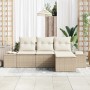 Conjunto de sofá de jardín 4 pcs Beige Poliratán