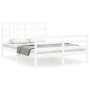 Estructura de cama matrimonio con cabecero madera maciza blanco de vidaXL, Camas y somieres - Ref: Foro24-3193927, Precio: 14...