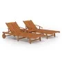 Set of sun loungers with table 2 pcs solid acacia wood by vidaXL, Loungers - Ref: Foro24-3104966, Price: 415,49 €, Discount: %