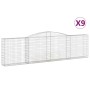 Cestas de gaviones 9 uds forma de arco hierro 400x30x100/120 cm