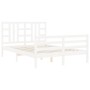 Doppelbettgestell mit weißem Massivholz-Kopfteil von vidaXL, Betten und Lattenroste - Ref: Foro24-3193927, Preis: 148,98 €, R...