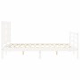 Double bed frame with white solid wood headboard by vidaXL, Beds and slatted bases - Ref: Foro24-3193927, Price: 148,98 €, Di...