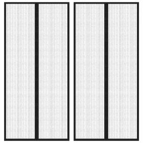 Mosquiteras para puerta bloque magnético 2 uds negro 220x110 cm